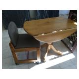 Wooden dinning table w/drop leafs and chair,
