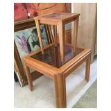 Side table w/glass top and more, approx 25x22x19