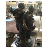 Bronze statue w/marble base, named ‘Lovers