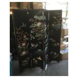 Oriental wooden carved and hand painted folding