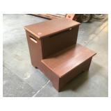 Wooden step stool w/compartment, approx 13 inches