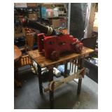 Red ornate Wooden Prop Cannon on wheels, approx