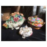 Lot of 3 Capodimonte/style pcs with some damage,
