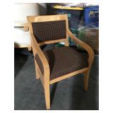 Wood armchair with upholstered seat and back