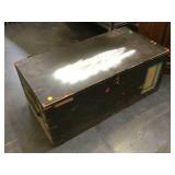 Wooden trunk w/content, approx 32x26x12 inches