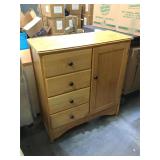 Wooden dresser w/door, approx 16x37x41 inches