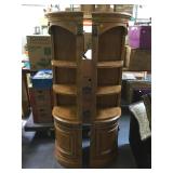 Pair of wooden corner bookshelf