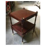 Rolling end table, approx 17x16x25 inches