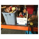Lot incl. bin w/plushies, books and more