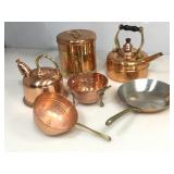 Lot of copper kettles and assorted kitchen items