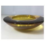 Murano glass Brown and yellow bowl, approx 9x2.8