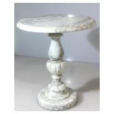 Little marble pedestal table, approx 12x13 inches