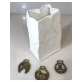 Vintage Mancer Crumpled Bag ceramic Vase 12"Hx