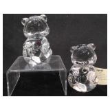 Two Fenton Art Glass Birthday Bears. February and