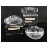 Set of 3 Orrefors Sweden glass candle holders,