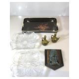 Two Mikasa 13in. Platters, two handblown brown