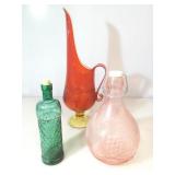 Lot incl. 3 glass pcs, approx tallest one it