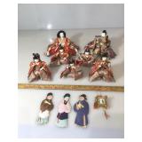 Lot of Japanese Emperor and Empress Dolls 5in.