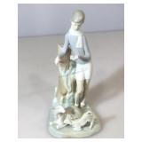 Lladro Boy with Lambs approx 11in. Tall. Front
