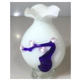 Hand blow glass art vases w/cherry blossom on it,
