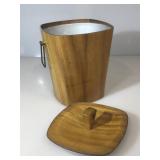 Vintage MCM wood ice bucket by KINC, approx