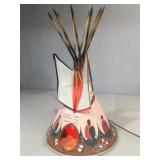 Vintage Canvas TeePee Table Lamp. Approx 23in.