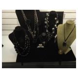 Tray of Black and Goth jewelry,costume