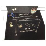 Lot of assorted costume jewelry - shoe clips,