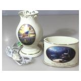 Thomas Kinkade ceramic night lamp in box, and a