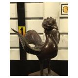 Painted brass oriental rooster figure, approx