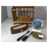 Vintage Horsehead shoehorn and brush set, Rainbow