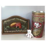 Three Football Decor items. SF 49r