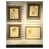 3 Framed Reproduction Etchings 1980