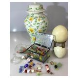 Lot of ArtGlass Candy pieces in dishes, 2 Blown