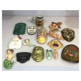 Assorted ceramics many mask, mostly all signed by