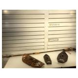 Lot of 3 Indonesian carved masks and Indonesian