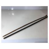 Two Vintage handmade wooden walking sticks.