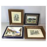 4 great travel-related etchings. One etching,