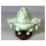 Ornate dragon footed Jadeite incense burner with