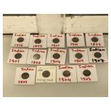 Lot of assorted Indian Head pennies in flips