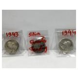 3 Silver quarters - 2 Washington and 1 Standing
