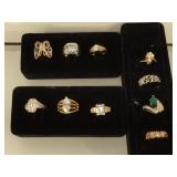 Lot of 10 assorted costume jewelry rings -