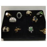 Lot of 10 assorted costume jewelry rings -