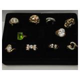 Lot of 10 assorted costume jewelry rings -