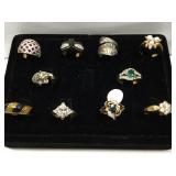 Lot of 10 assorted costume jewelry rings -