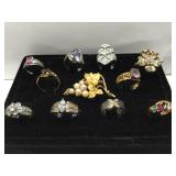 Lot of 10 assorted costume jewelry rings -