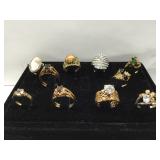 Lot of 10 assorted costume jewelry rings -