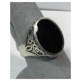 Sterling Silver ring with Onyx stone - size 10