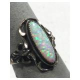 Sterling Silver ring with Fire Opal - size 8.25