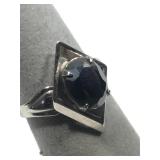 Sterling Silver ring with Hematite stone - size